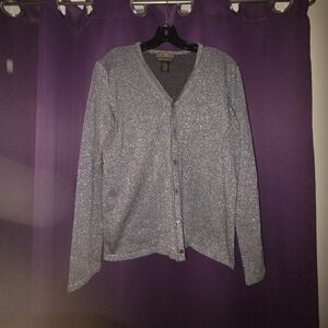 Finity Naturals Silver Glitter Women's Sweater/ Sleeveless Tank Set